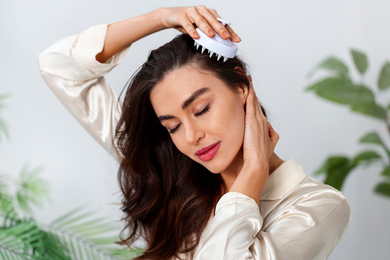woman doing herself scalp massage